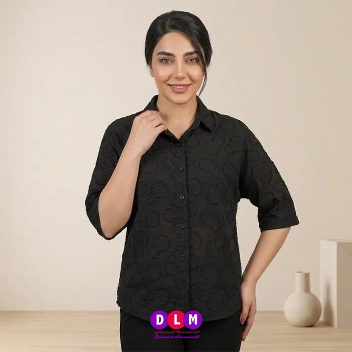 شومیز نخی طرح برجسته زنانه | آستین سهربع و فریسایز | مناسب برای استایل روزمره و مجلسی