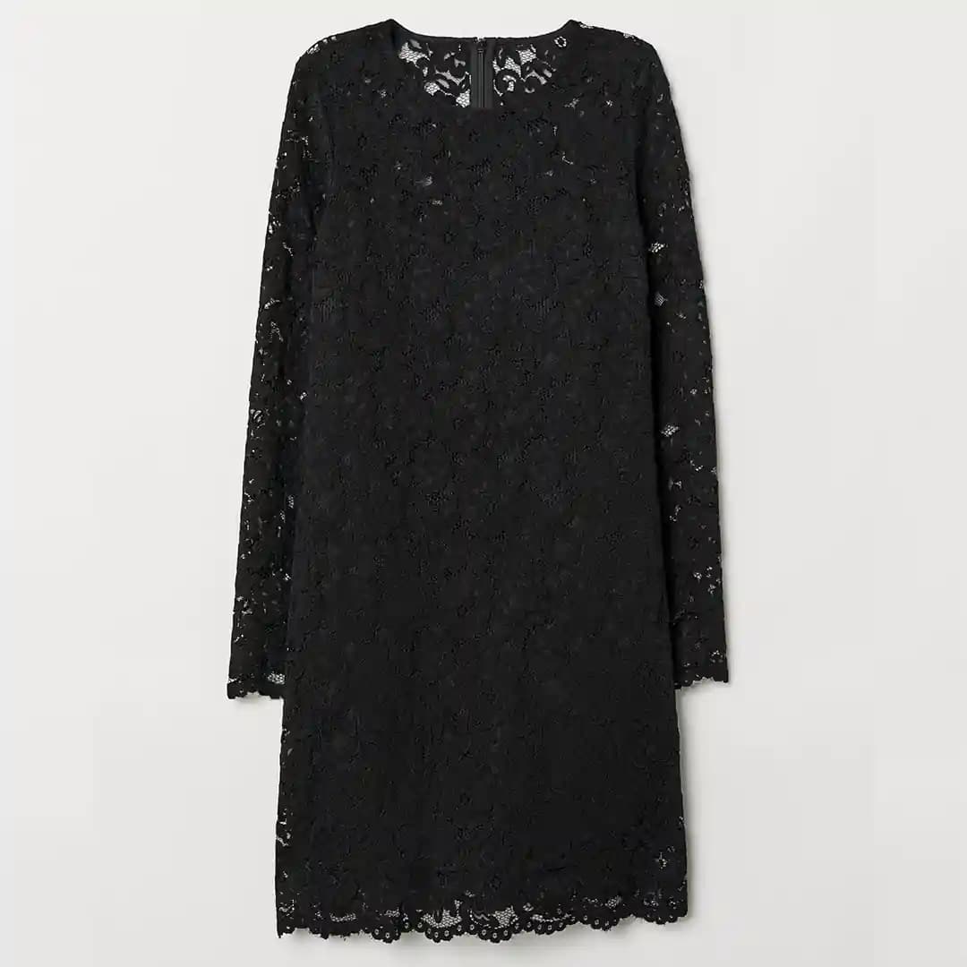 پیراهن مجلسی دانتل مشکی زنانه دخترانه اچ اند ام H&M کات لیبل سایز 34