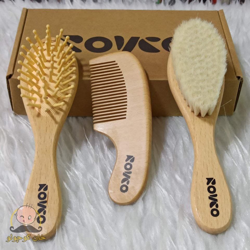 شانه برس چوبی 3 عددی نوزاد برند ROVCO — تصویر ۳