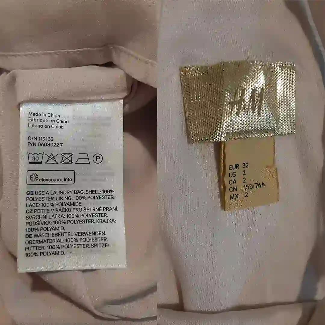 پیراهن مجلسی پشت گیپور بلند صورتی اچ اند ام H&M ( کات لیبل ) — تصویر ۵