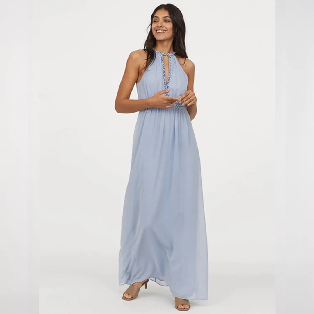 پیراهن مجلسی سنگدوزی سایز بزرگ زنانه اچ اند ام H&M کات لیبل سایز 48 و 34 — تصویر ۵