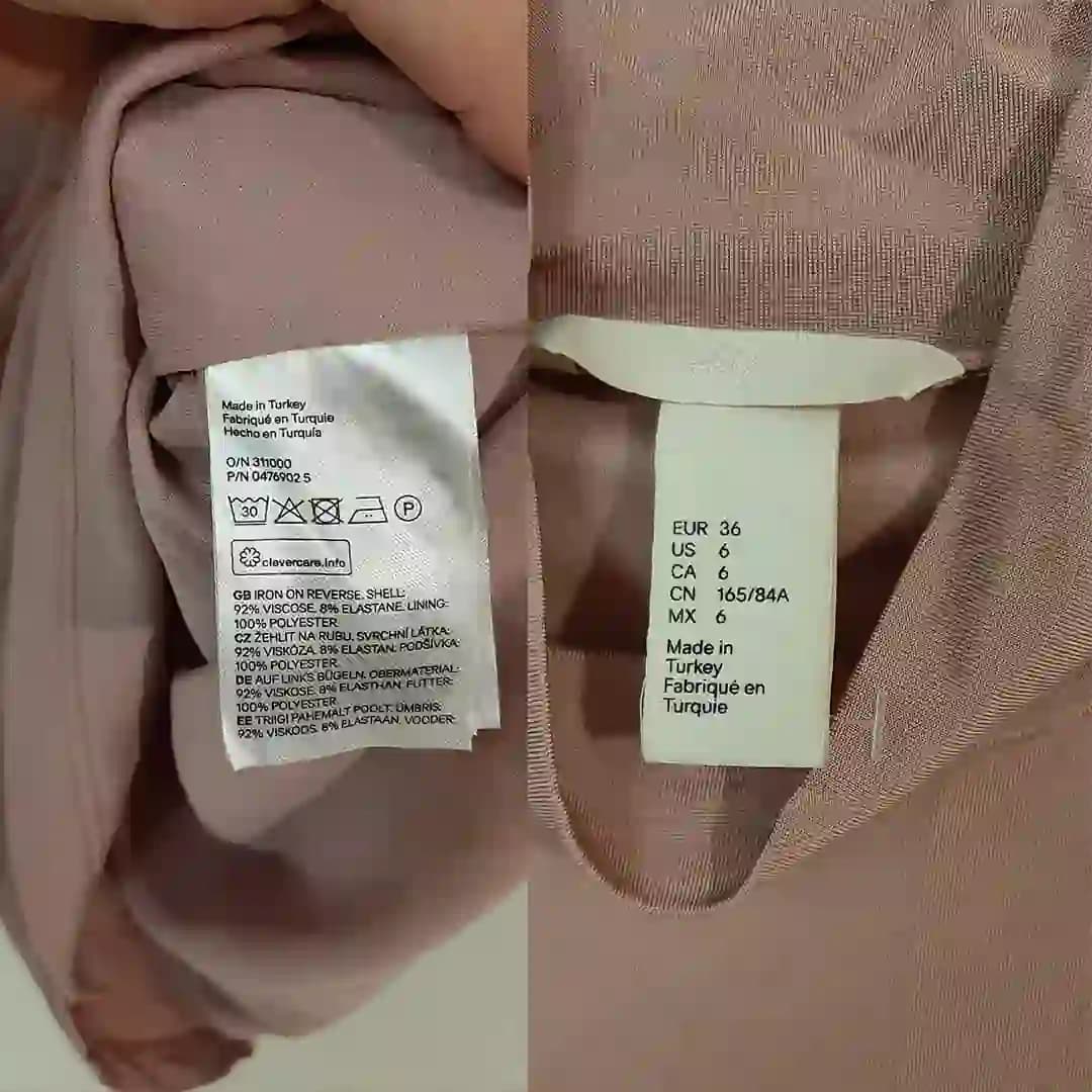 پیراهن کشی آستین بلند صورتی اچ اند ام H&M — تصویر ۳