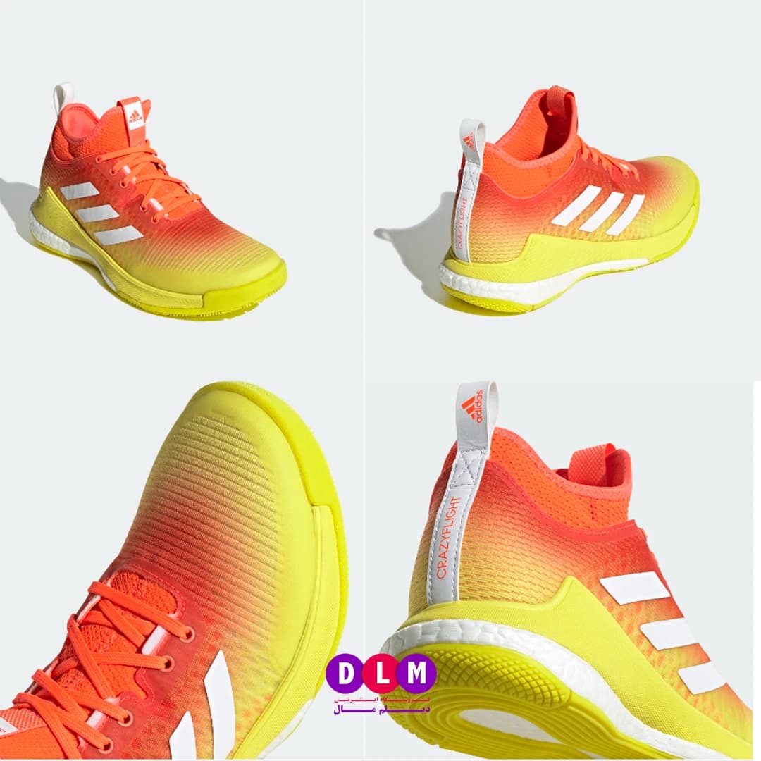 کفش والیبال آدیداس کریزی فلایت Adidas Crazyflight نارنجی زرد — تصویر ۱۲
