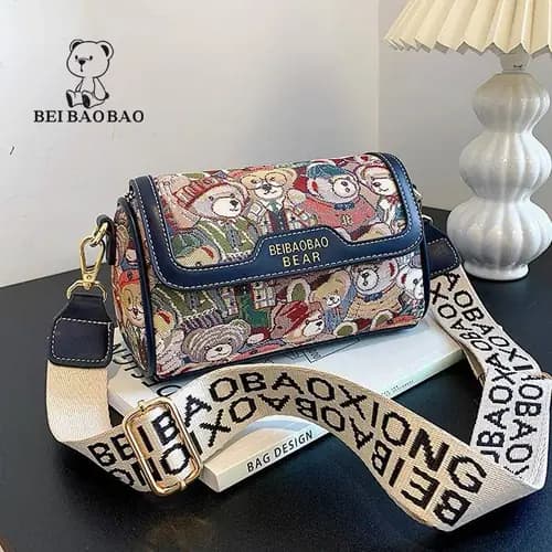 کیف دوشی اورجینال Bei Bao Bao | چرم و کتان — تصویر ۴