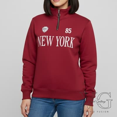سویشرت نیم‌ زیپ طرح New York — تصویر ۶