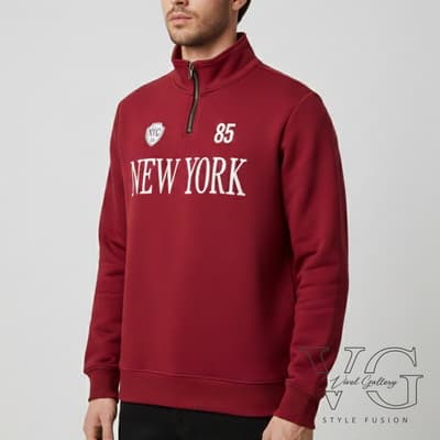 سویشرت نیم‌ زیپ طرح New York — تصویر ۵