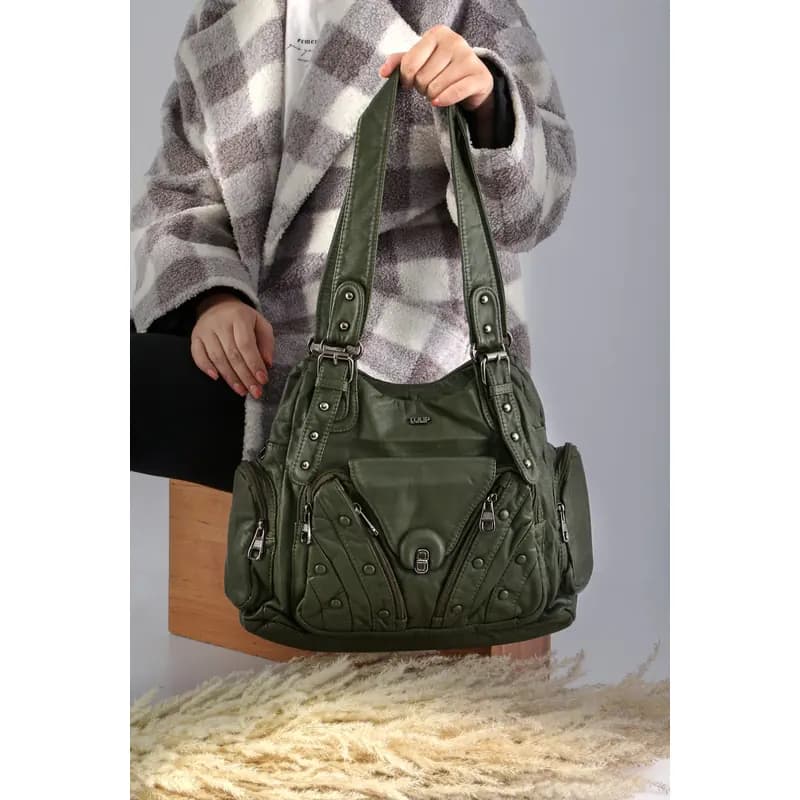 کیف خاص زنانه چرم شسته وارداتی — تصویر ۵