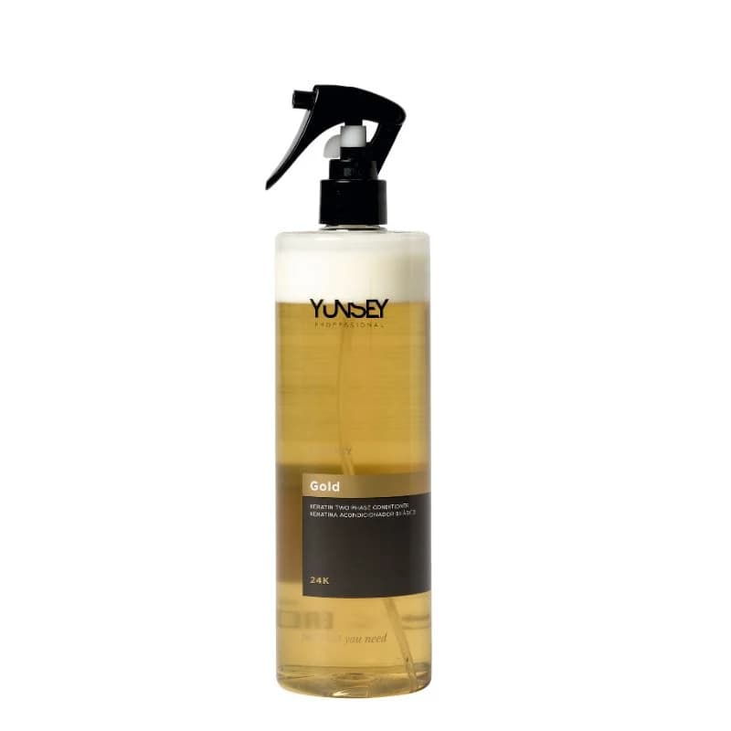 یانسی اسپری دوفاز گلد ترمیم کننده و تقویت کننده مو مدل LUXURY GOLD 24K حجم 500 میل — تصویر ۲