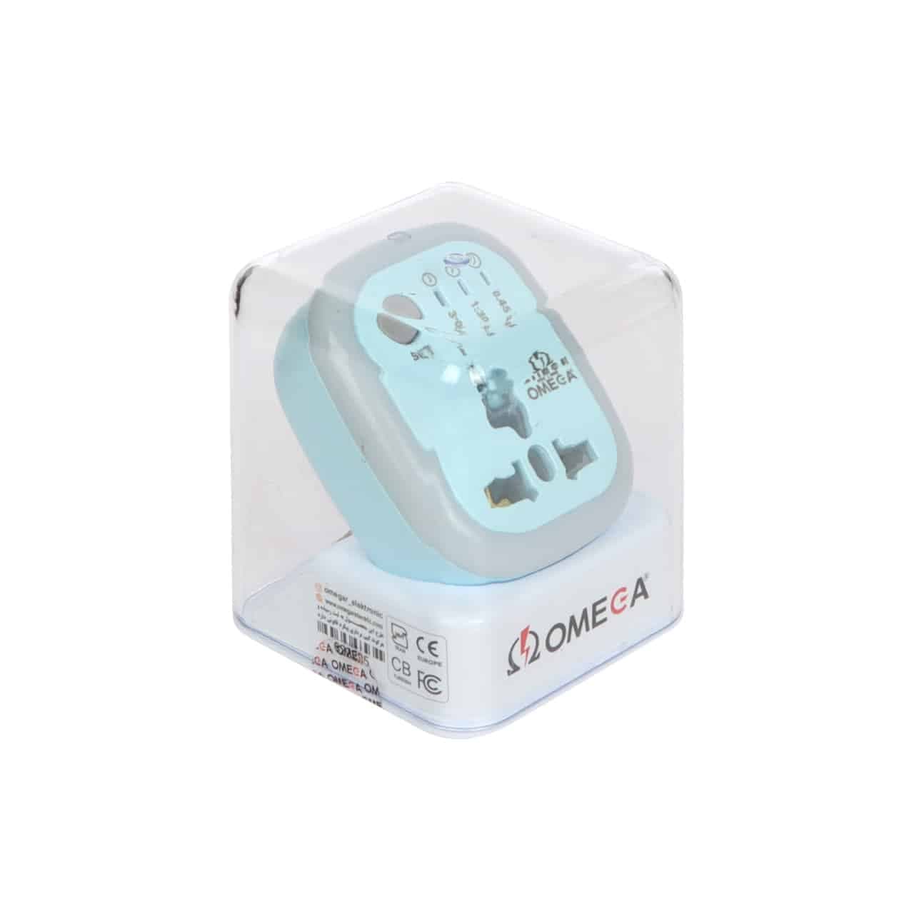تبدیل برق 3 به 2 OMEGA مدل M100 تایمردار- آبی — تصویر ۸