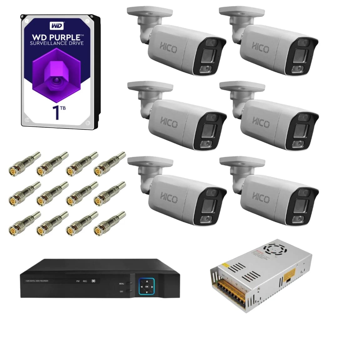 پکیج دوربین مداربسته بالت 6 عددی هایکو مدل HI-251A mic — تصویر ۳