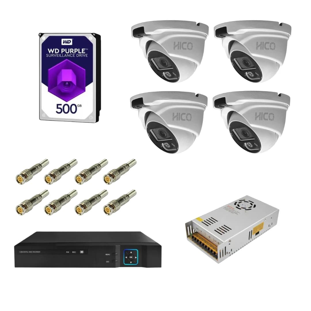 پکیج دوربین مداربسته دام 4 عددی هایکو مدل HI-251A mic — تصویر ۳
