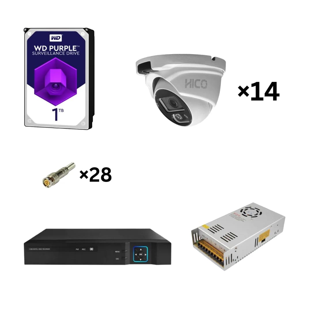 پکیج دوربین مداربسته دام 14 عددی هایکو مدل HI-205A mic