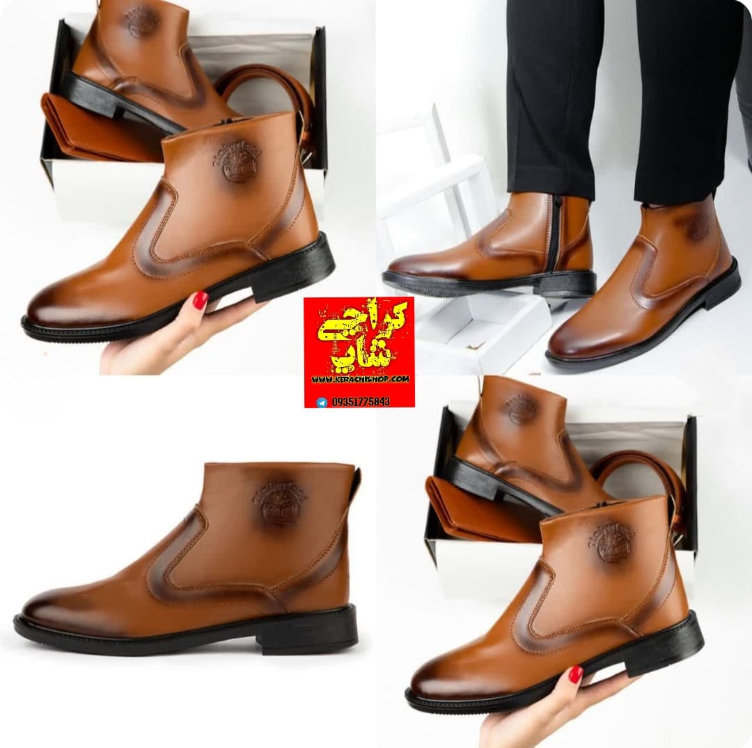نیم بوت زیپدار در رنگبندی چرم مصنوعی — تصویر ۳
