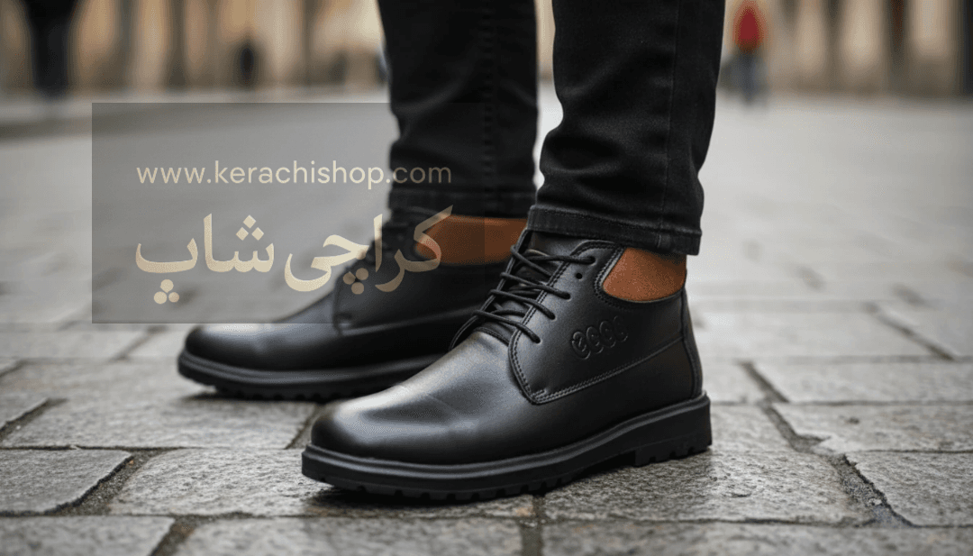 نیم بوت مردانه ecco چرم صنعتی زیره pvc ضد آب — تصویر ۱۲