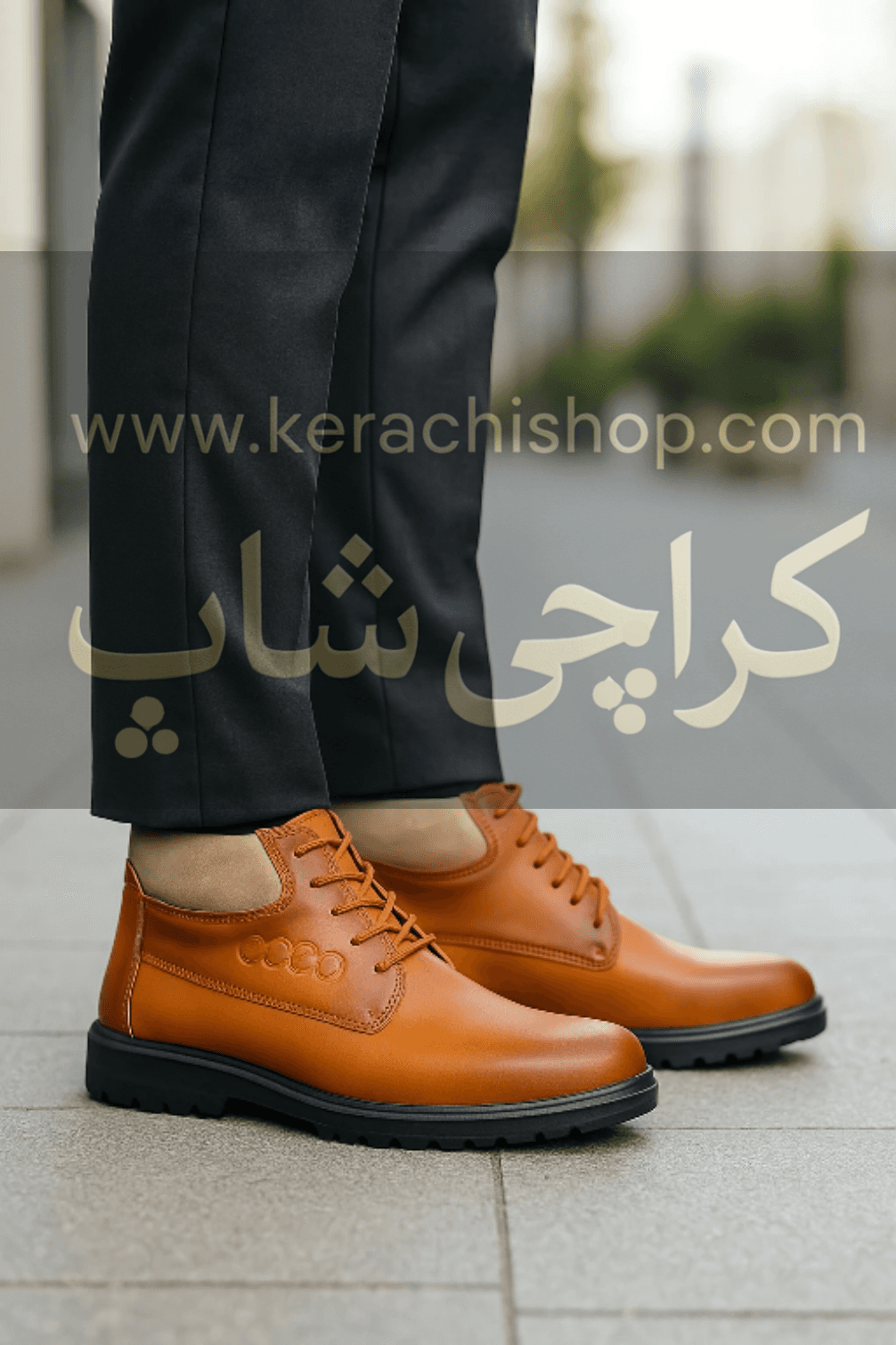 نیم بوت مردانه ecco چرم صنعتی زیره pvc ضد آب — تصویر ۱۱