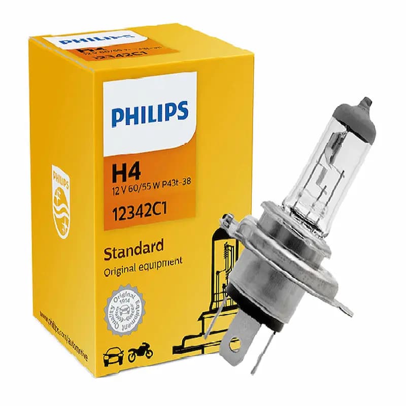 لامپ سه خار 30% افزایشی H4 60/55W فیلیپس اصلی