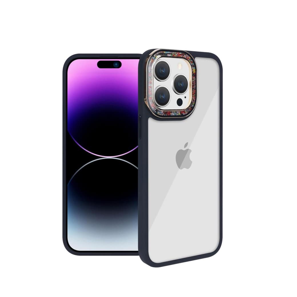 کاور KIAKEIS طرح دور لنز الماس دار مناسب برای گوشی موبایل اپل Iphone 14 pro max