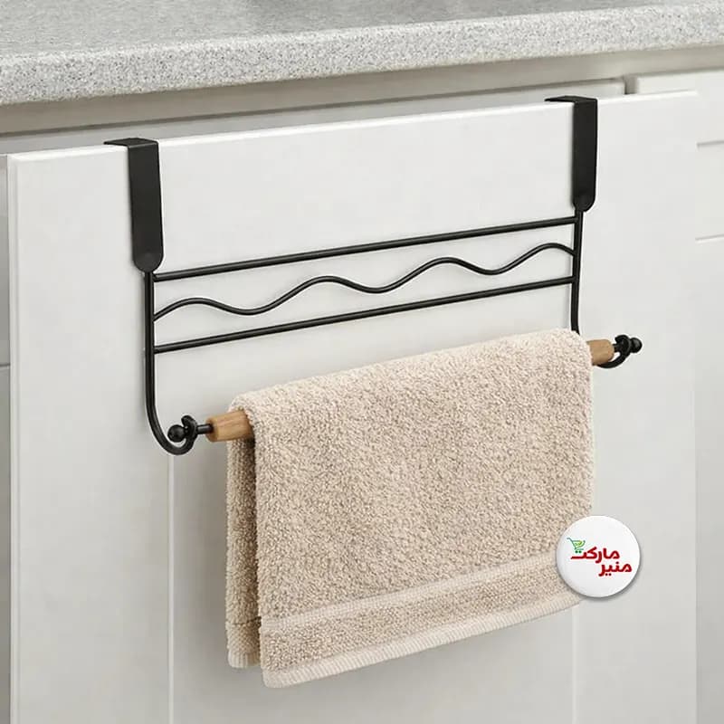 آویز حوله کابینتی مدل فلزی و چوبی