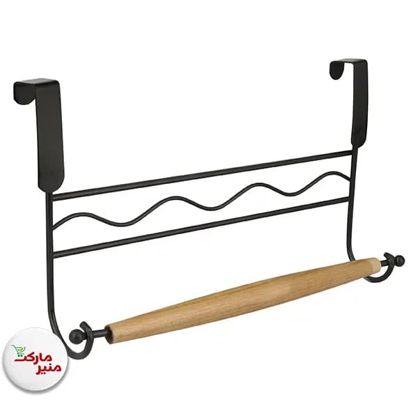 آویز حوله کابینتی مدل فلزی و چوبی — تصویر ۳