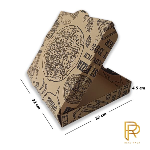 جعبه پیتزا سایز 32 ایفلوت ارتفاع 4.5 چاپی ( 100 عددی )