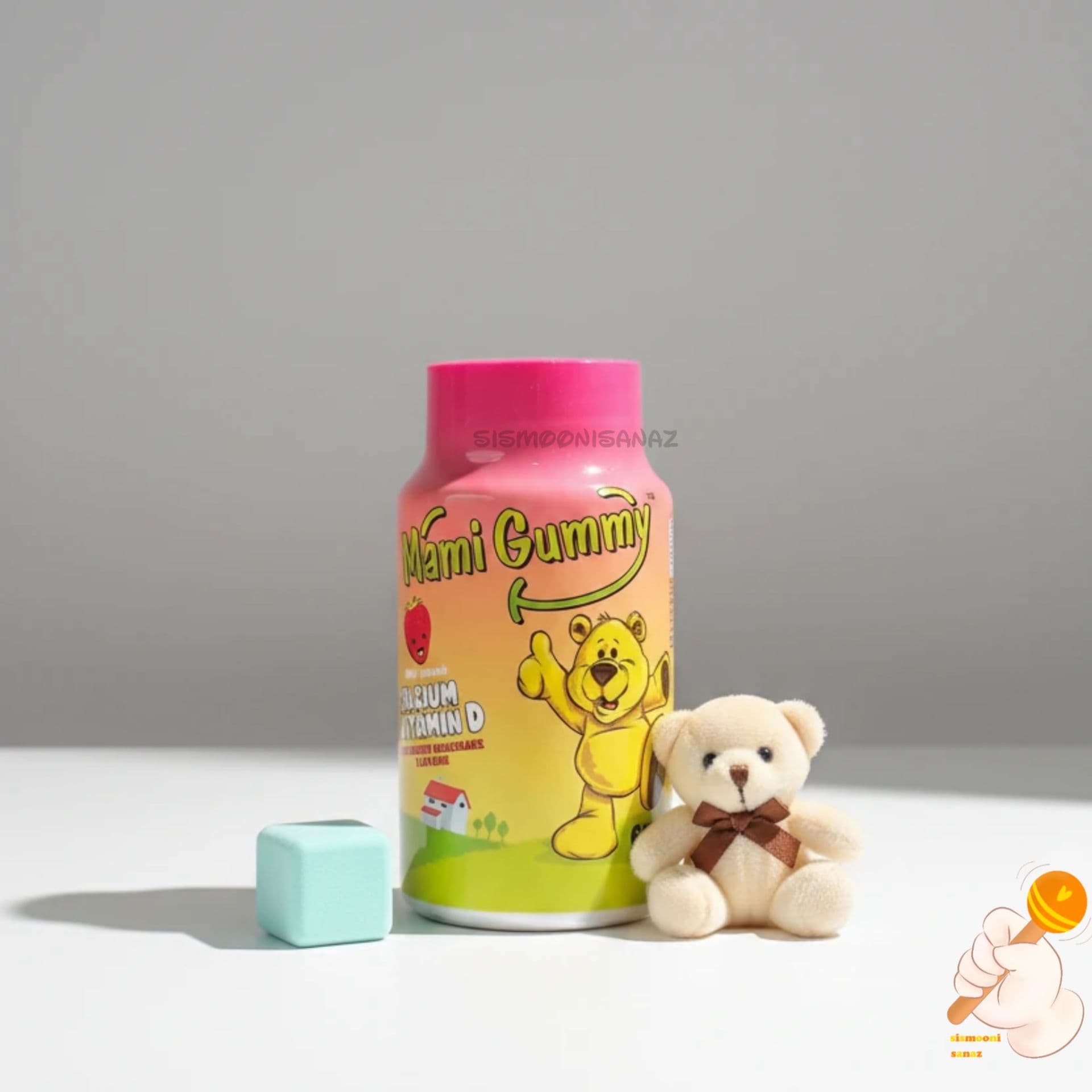پاستیل کلسیم و ویتامین D3 مامی گامی (Mami Gummy) – مکمل رشد کودکان با طعم توت‌فرنگی میلک‌شیک بسته ۶۰ عددی انقضا ۲۰۲۷.۱۲