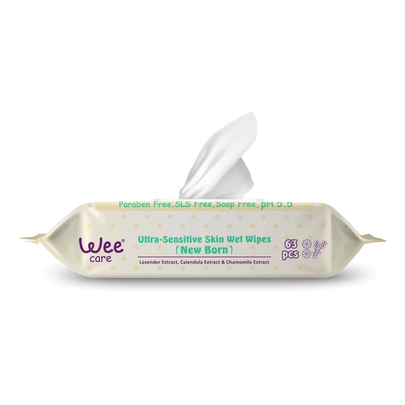 دستمال مرطوب کودک وی کر مدل Sensitive Skin بسته ۶۳ عددی | مناسب نوزادان تازه متولد شده انقضا 1407 — تصویر ۲
