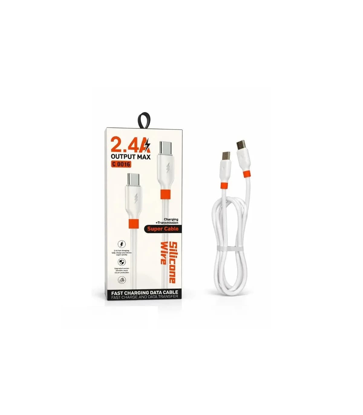 کابل شارژ Silicone مدل C0016 از نوع Type-C به Type-C | طول 1 متر | فست شارژ 2.4 آمپر | سفید — تصویر ۲