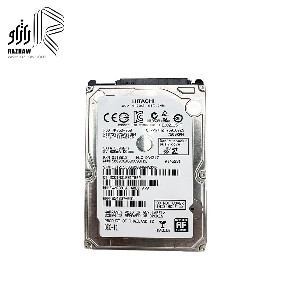 هارد دیسک لپ تاپ برند هیتاچی مدل 7K750 ظرفیت 750 گیگابایت — تصویر ۳