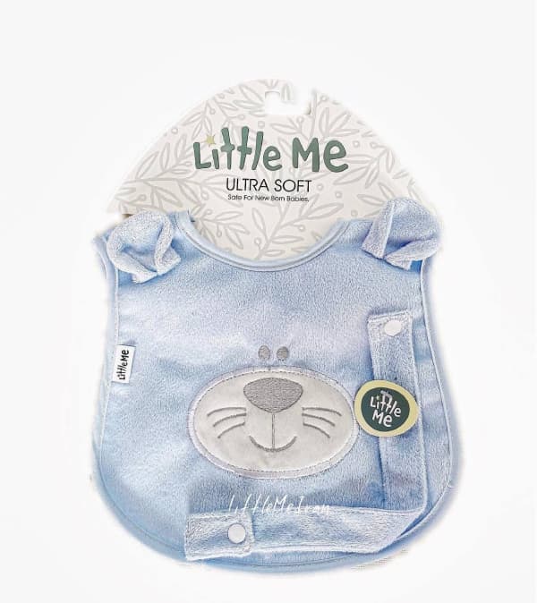 پیشبند نوزادی به همراه بند پستانک little me طرح پسرونه