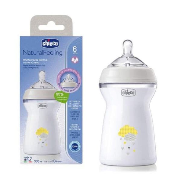 شیشه شیر چیکو نچرال 330 میل +6 طرح ابر