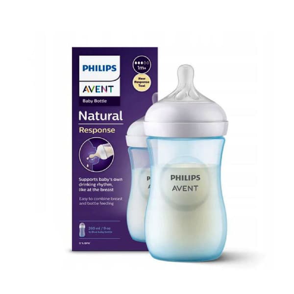 شیشه شیر اونت 260 میل نچرال طلقی آبی (avent natural) — تصویر ۳