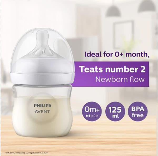 شیشه شیر اونت ۱۲۵ میل نچرال طلقی جعبه باز (avent natural) — تصویر ۴