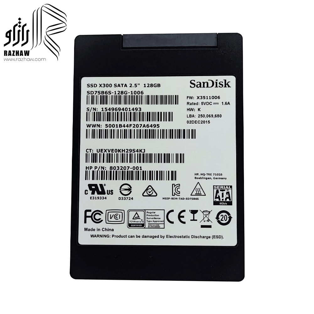 حافظه ssd مدل sata برند sandisk مدل x300 ظرفیت 128 گیگابایت — تصویر ۳