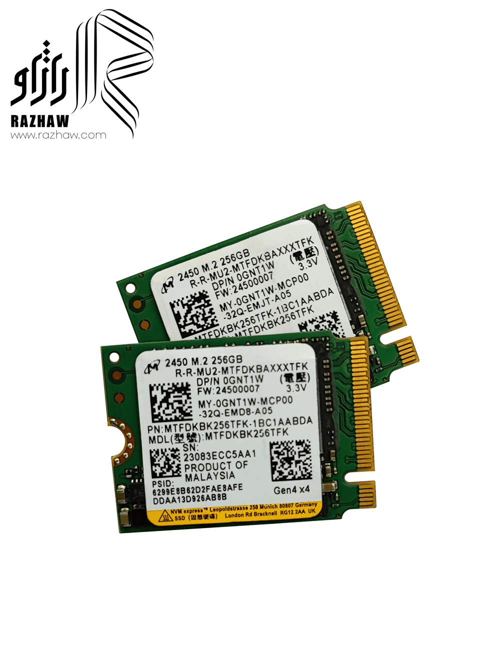 حافظه SSD سایز M2 2230 برند میکرون ظرفیت 256 گیگابایت — تصویر ۲