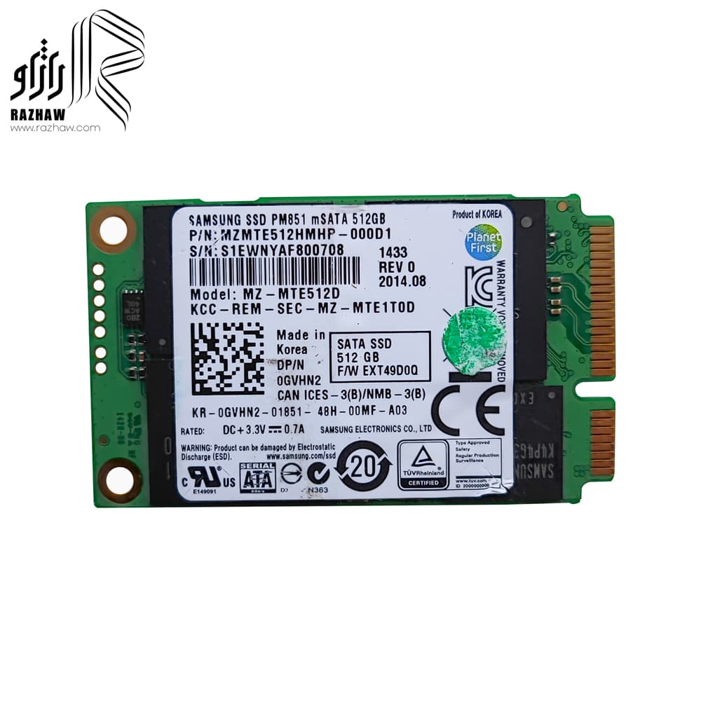 حافظه ssd m-sata برند سامسونگ مدل PM851 ظرفیت 512 گیگابایت