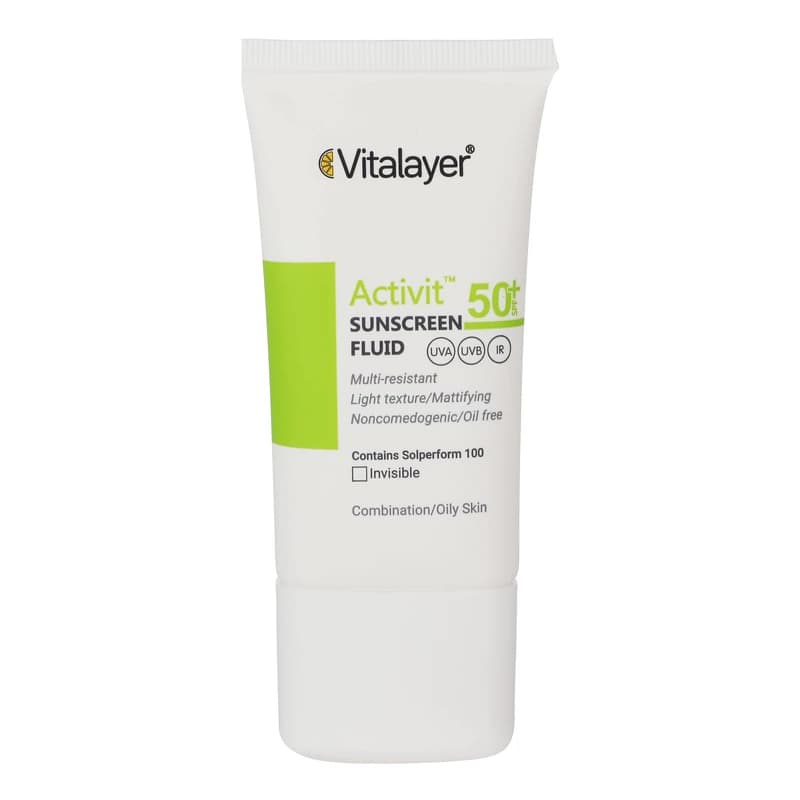 فلویید ضد آفتاب بی رنگ SPF50 پوست چرب ویتالیر — تصویر ۲