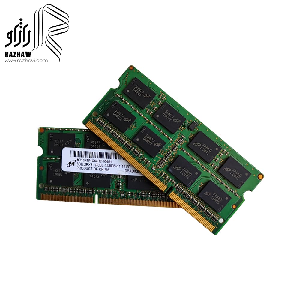 رم 8 گیگابایت ddr3l لپ تاپ باس 12800/1600mhz برند میکرون cl11 مدل MT16 — تصویر ۲