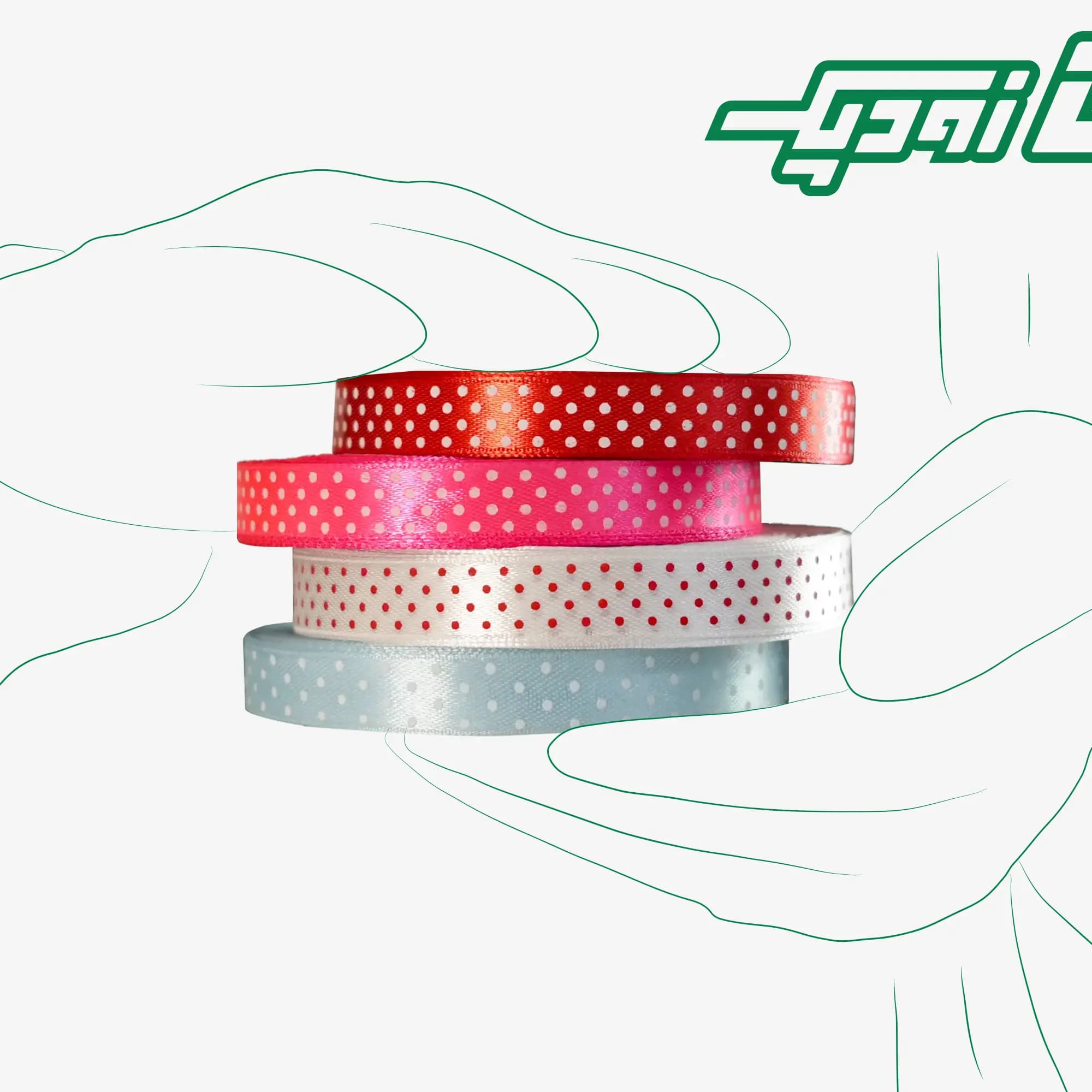 روبان 13 میلیمتر ساتن خالدار