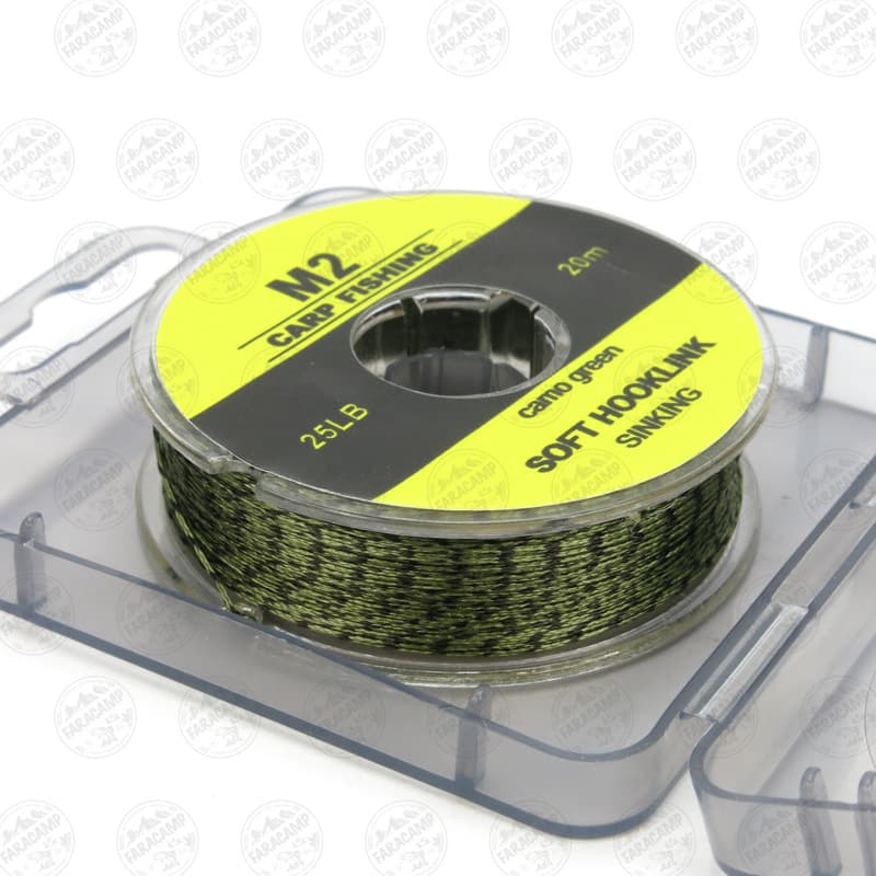 نخ لیدر sink کپوری۲۰ متری استتار , M2 CARP FISHING SOFT HOOKLINK CAMO GREEN 25LB — تصویر ۶