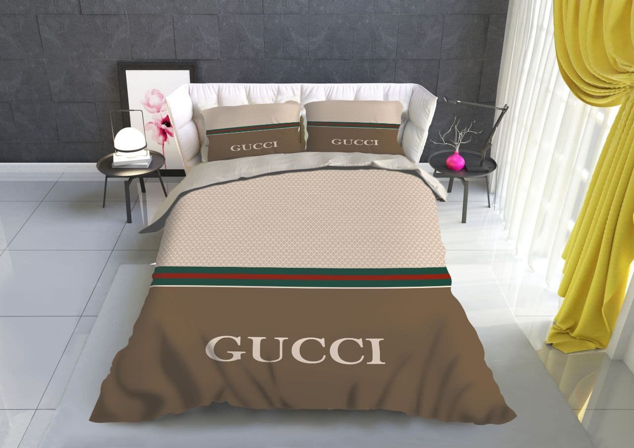 روتختی یک‌نفره طرح Gucci تخت 90 و120| مدل 4 تکه:2تا روبالشی لحاف و ملحفه کشدار |جنس میکرو با چاپ دیجیتال