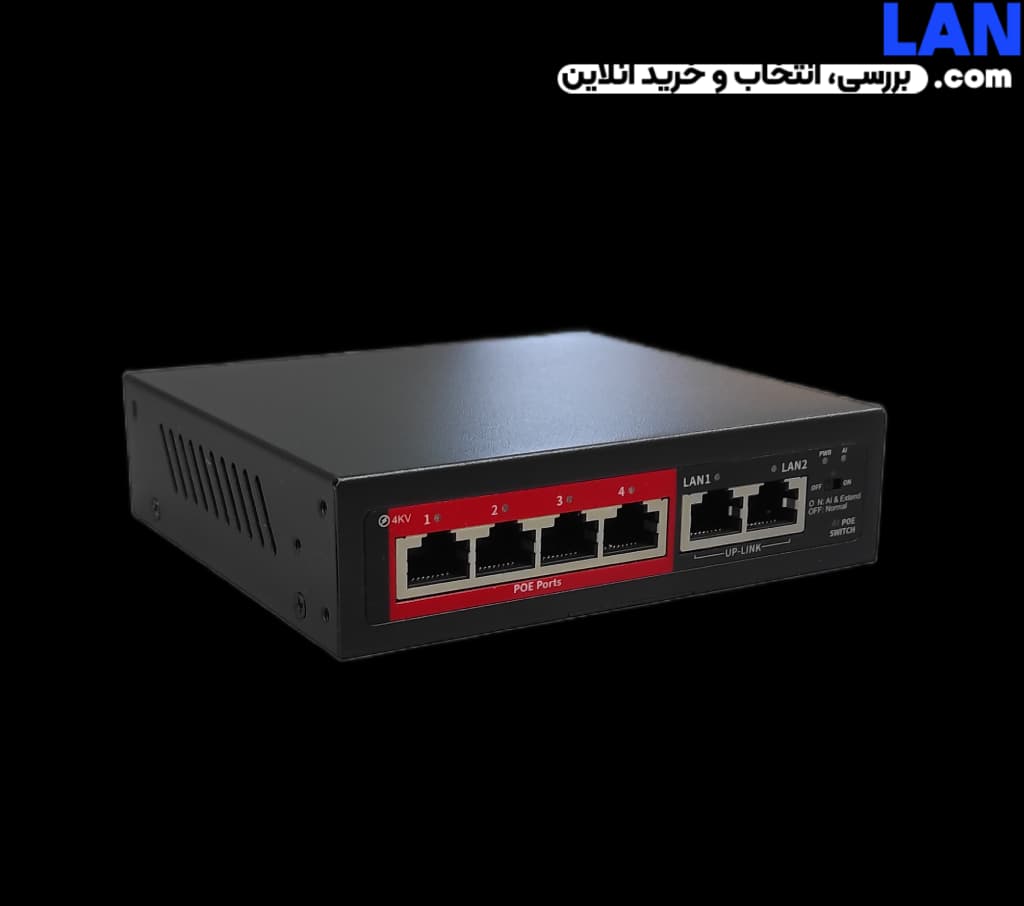 سوئیچ چهار پورت PoE شبکه مدل POE204DL — تصویر ۳