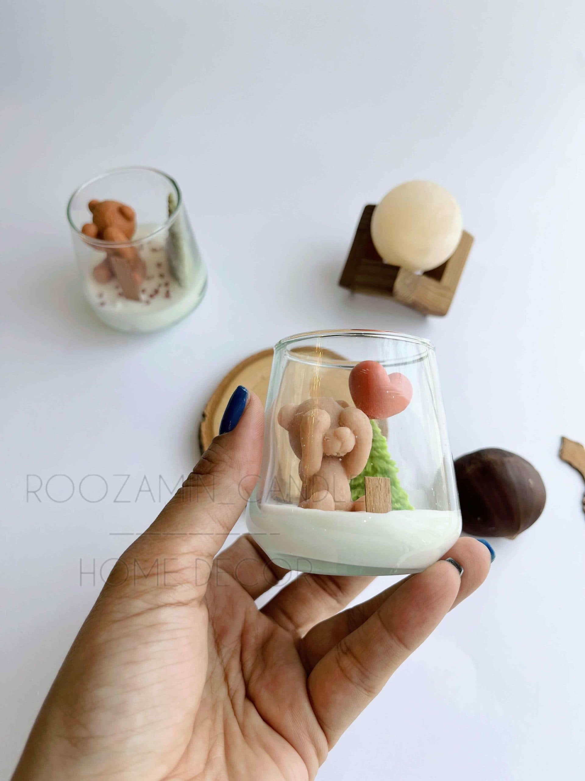 شمع شیشه ای مدل خرس خجالتی — تصویر ۶