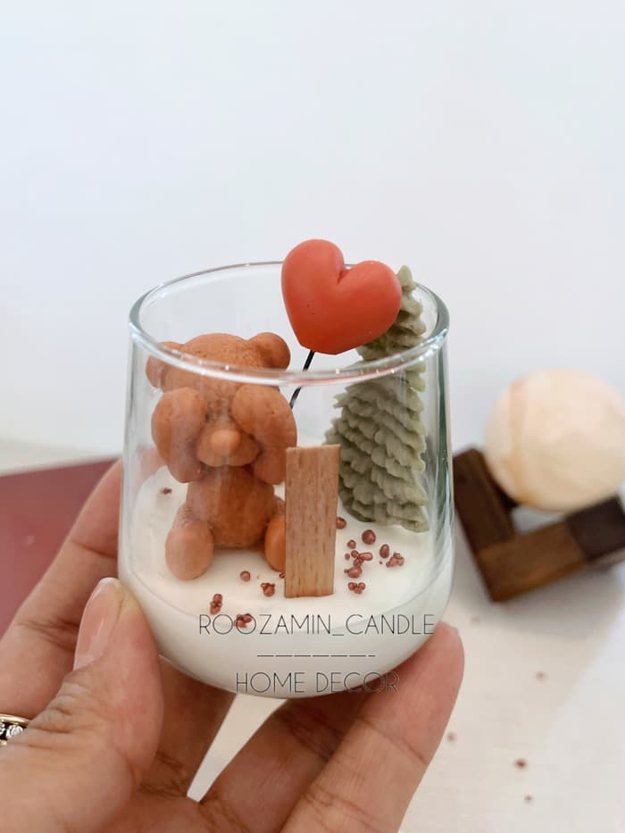 شمع شیشه ای مدل خرس خجالتی — تصویر ۲