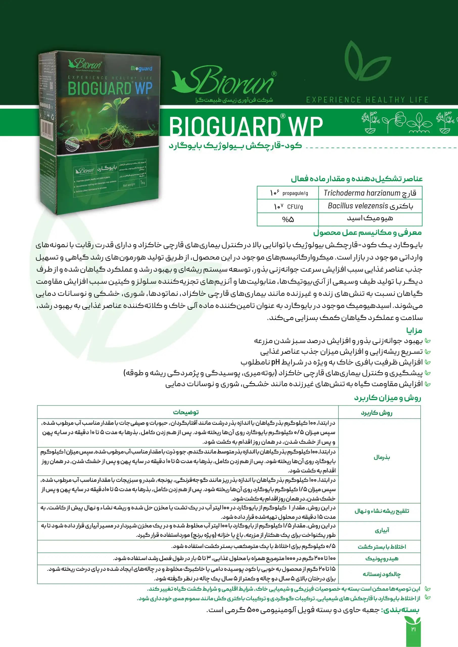 کود قارچ کش بیولوژیکی بایوگارد یک کیلوگرم بایوران — تصویر ۲