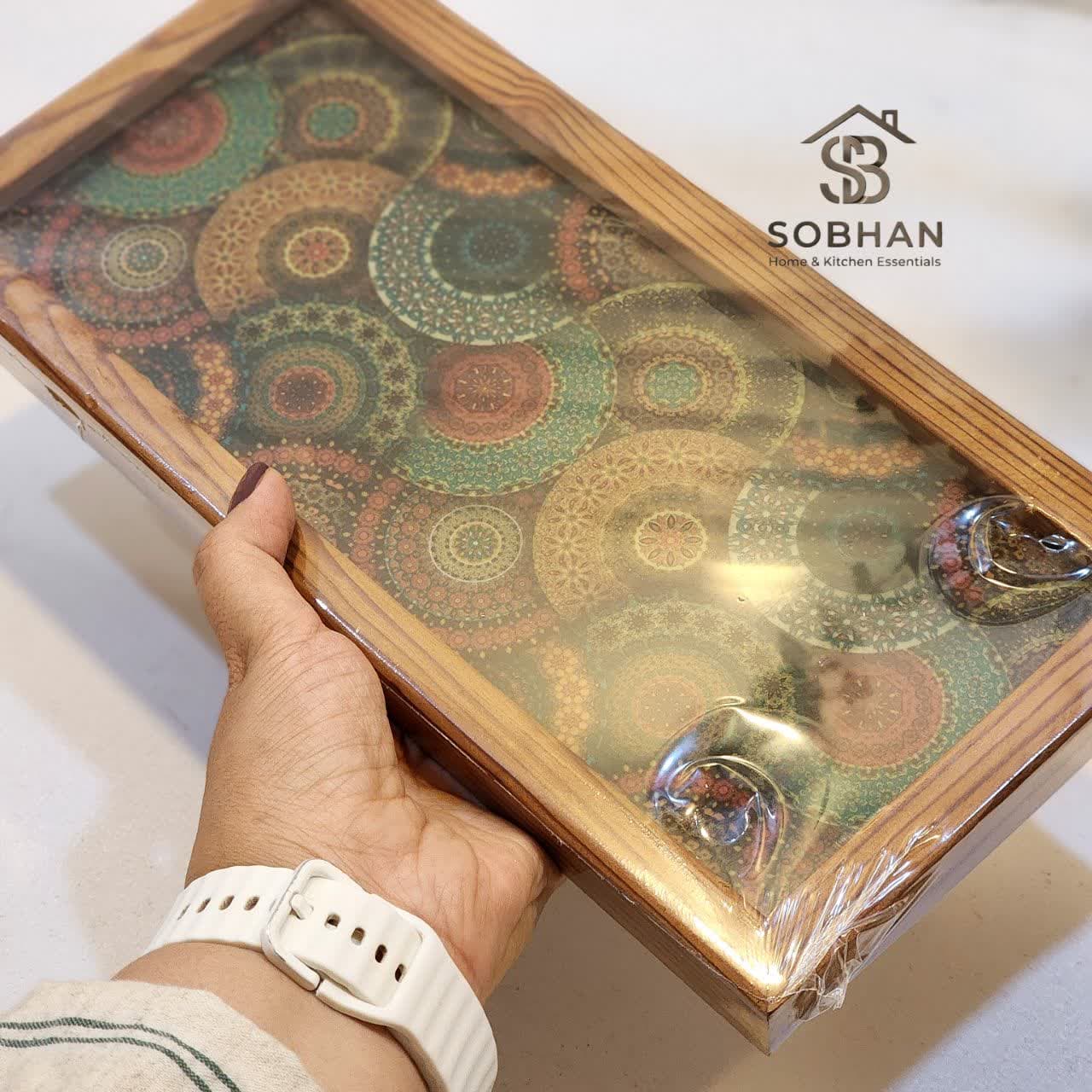 رایزر و سینی مستطیل چوبی طرح سنتی — تصویر ۸