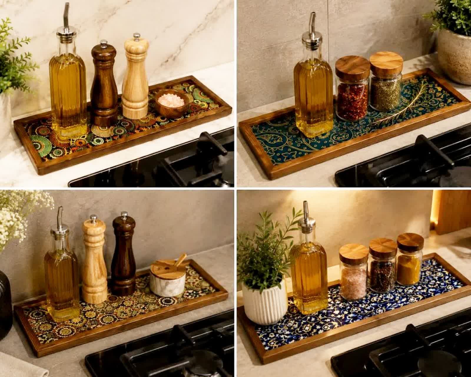 رایزر و سینی مستطیل چوبی طرح سنتی — تصویر ۴