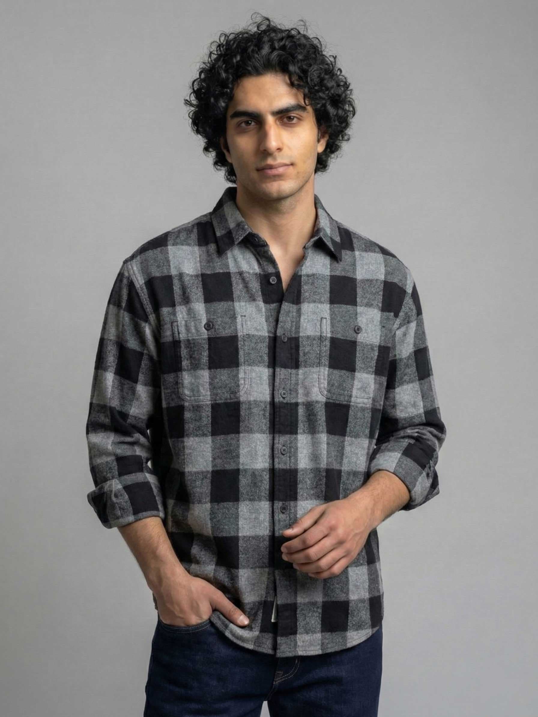 پیراهن پشمی اورجینال Sonoma کد S18 | تمام پنبه و ضخیم (Buffalo Check) — تصویر ۲