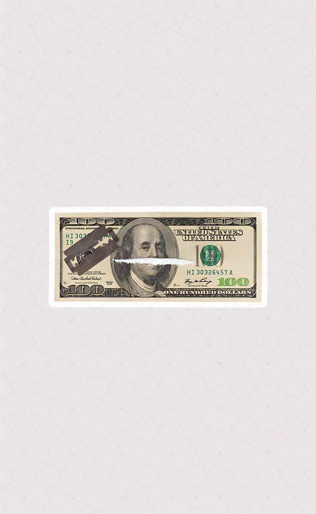 استیکر 100 دلاری و پودر سفید - استیکر پچول