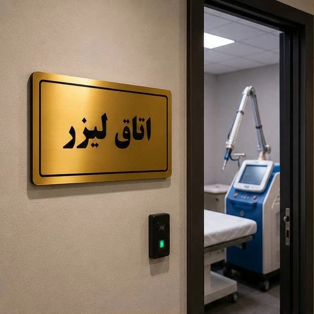 پلاک اتاق پلکسی گلاس طلایی آینه ای