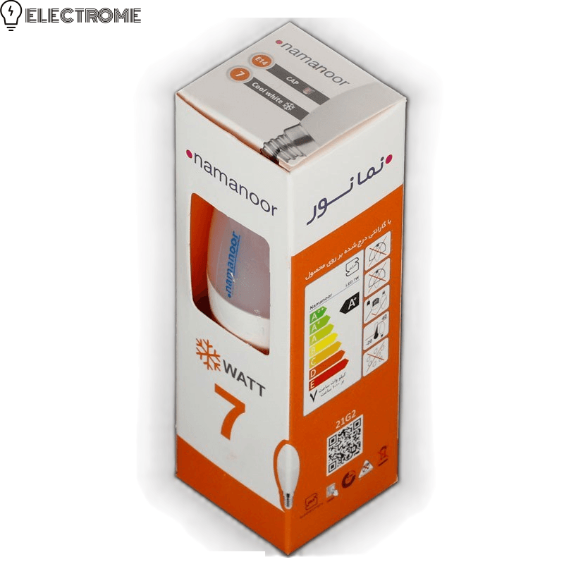 چراغ LED حبابدار شمعی 7 وات | مدل C37 | نمانور
